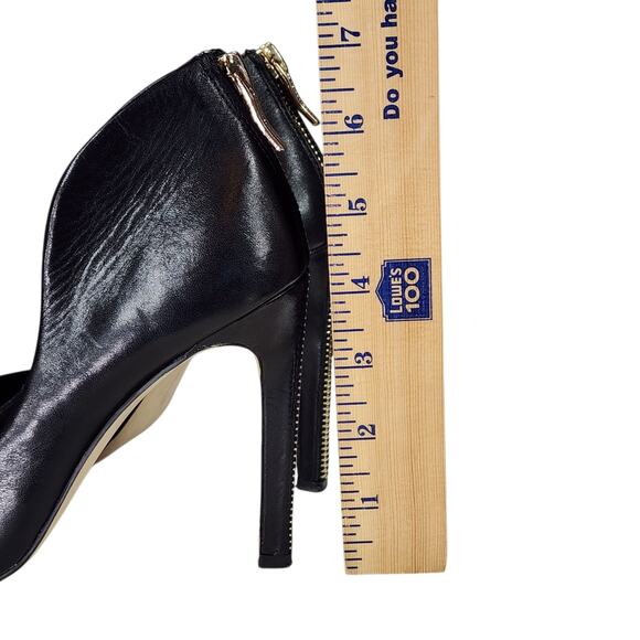 BDBGeneration Pump sz 6 Women‎ Conrad Stilleto Heel Black Leather Gold Zipper 4" - Picture 10 of 12